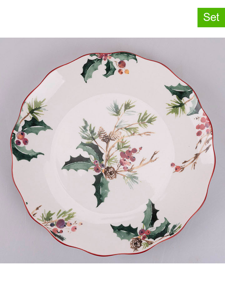 Villa d´Este Talerzyki deserowe (6 szt.) w kolorze białym ze wzorem - Ø 20 cm rozmiar: onesize