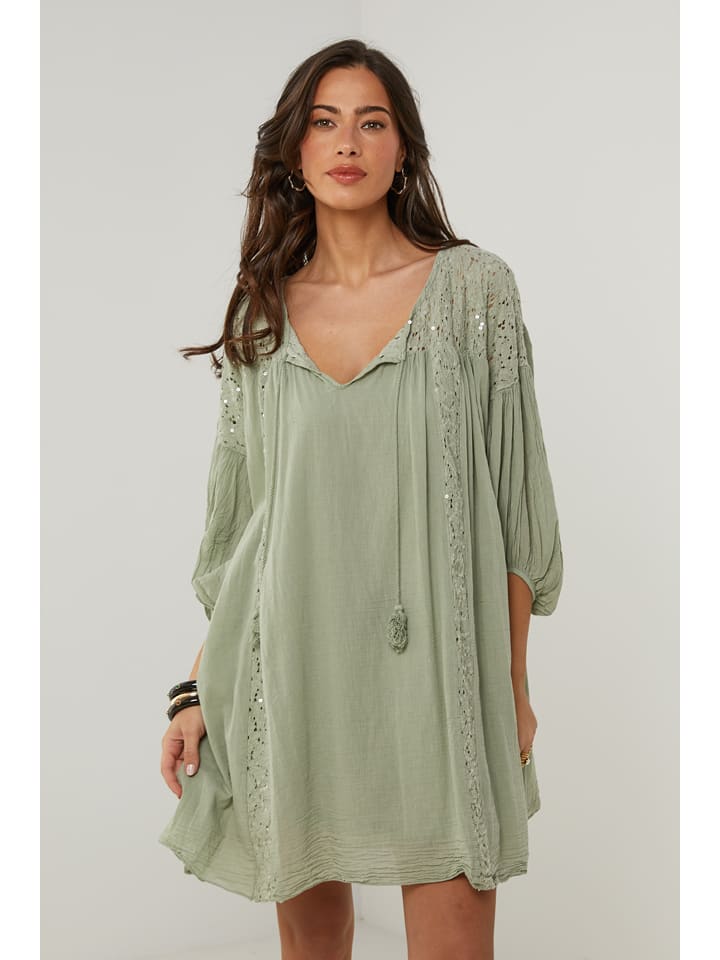 Le Monde du Lin Sukienka w kolorze zielonym rozmiar: 40/42