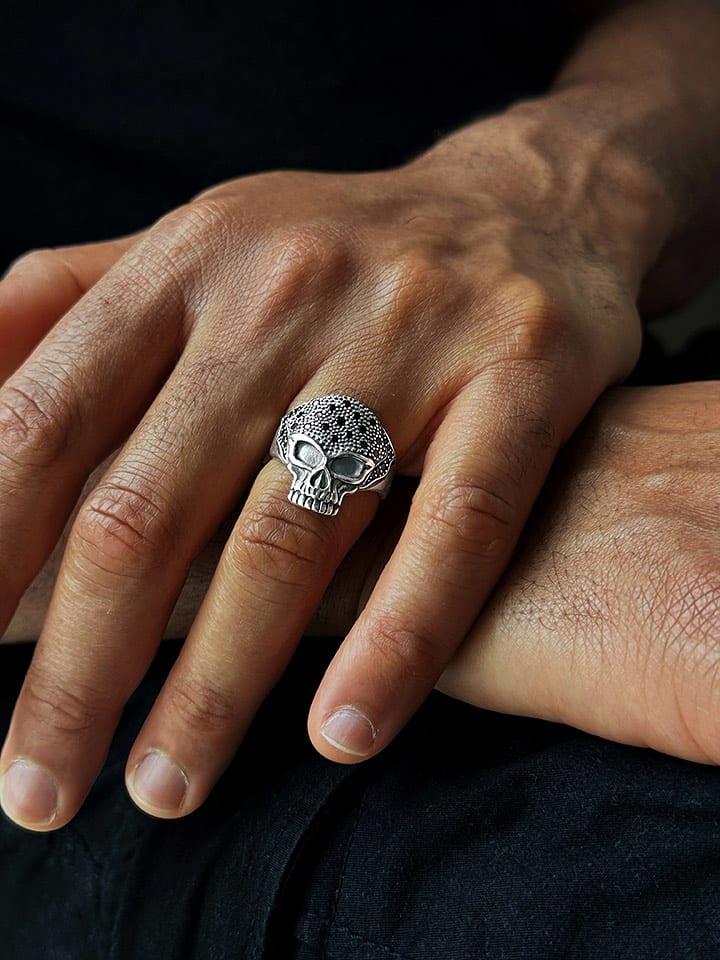 Uomo Srebrny pierścionek z cyrkoniami rozmiar: 62