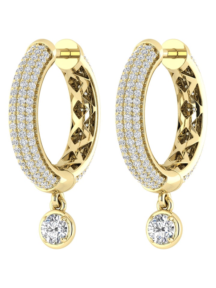 Diamonds lab grown Złote kolczyki-kreole z diamentami rozmiar: onesize