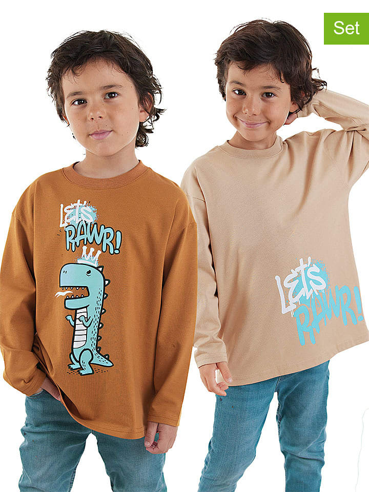 Denokids Koszulki (2 szt.) w kolorze jasnobrązowym i beżowym rozmiar: 116