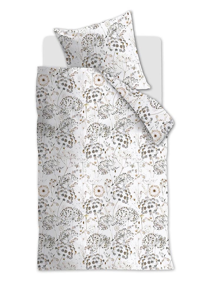 ariadne Komplet pościeli flanelowej "Windy" w kolorze kremowo-beżowym rozmiar: 135x200 cm