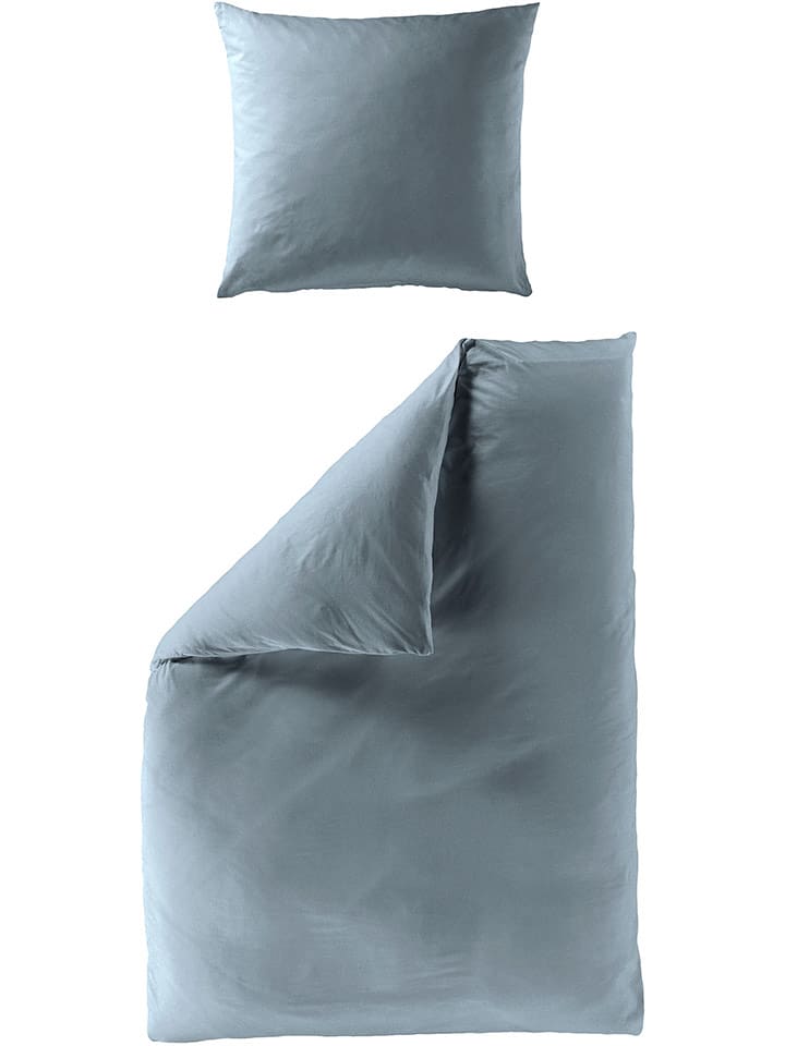 Bierbaum Komplet pościeli satynowej w kolorze niebieskim rozmiar: 155x220 cm