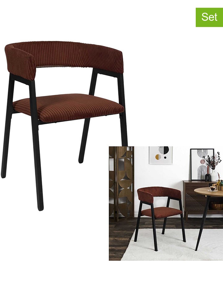 THE HOME DECO FACTORY Fotele (2 szt.) "Scott" w kolorze pomarańczowym - 51,5 x 71,5 x 50,5 cm rozmiar: onesize