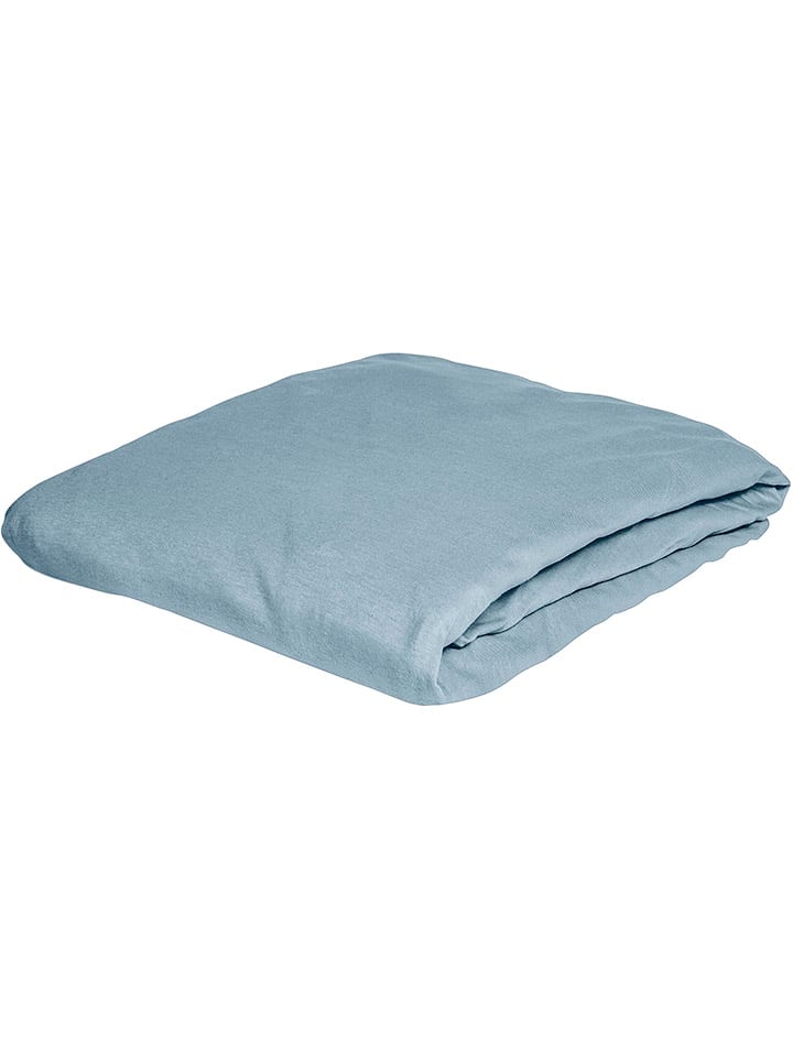 Bierbaum Prześcieradło flanelowe w kolorze niebieskim na gumce rozmiar: 150x200 cm