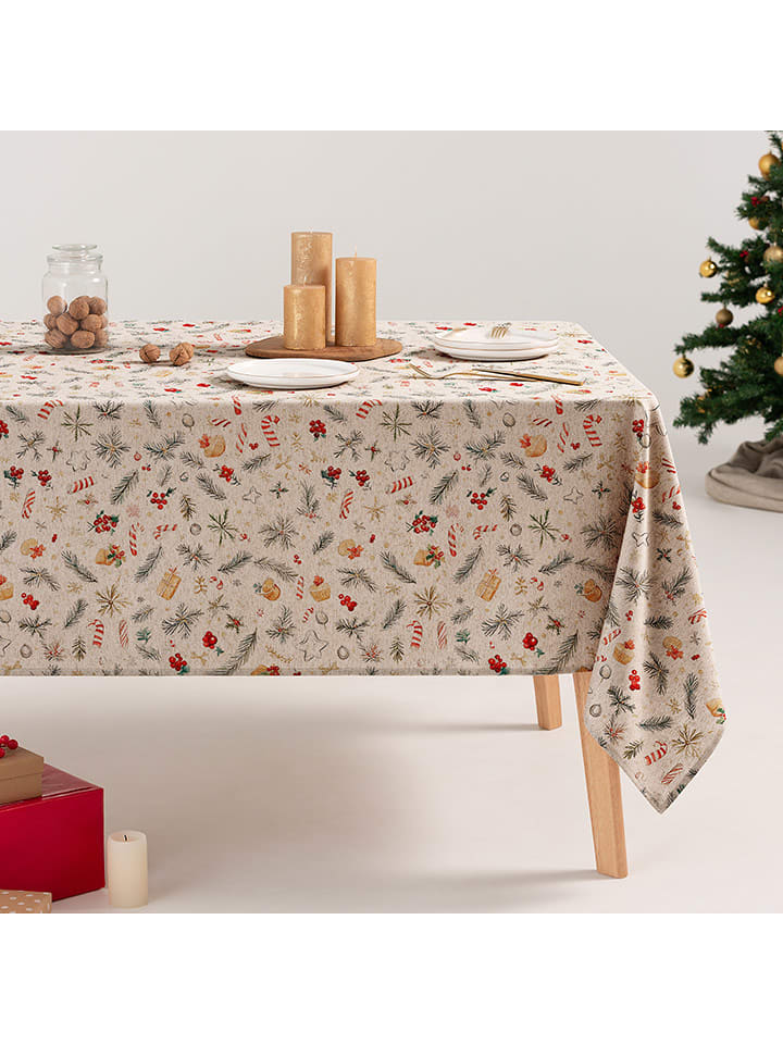 GAMUSI Obrus "Carmy" w kolorze kremowo-zielono-czerwonym rozmiar: 140x300 cm