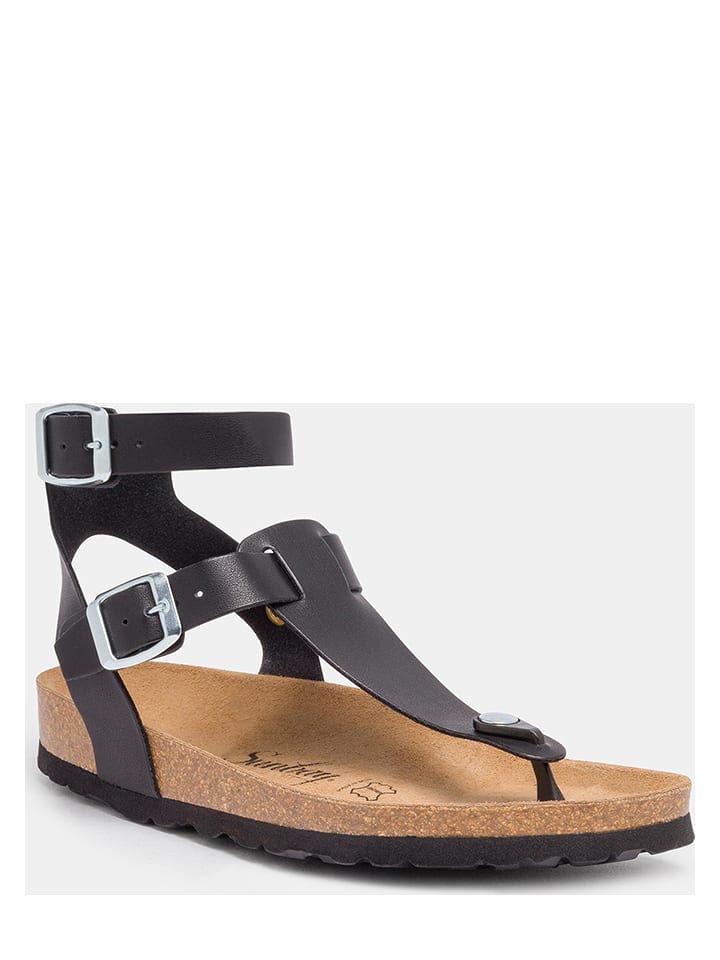 Sunbay Skórzane japonki "Yuruani" w kolorze czarnym rozmiar: 41