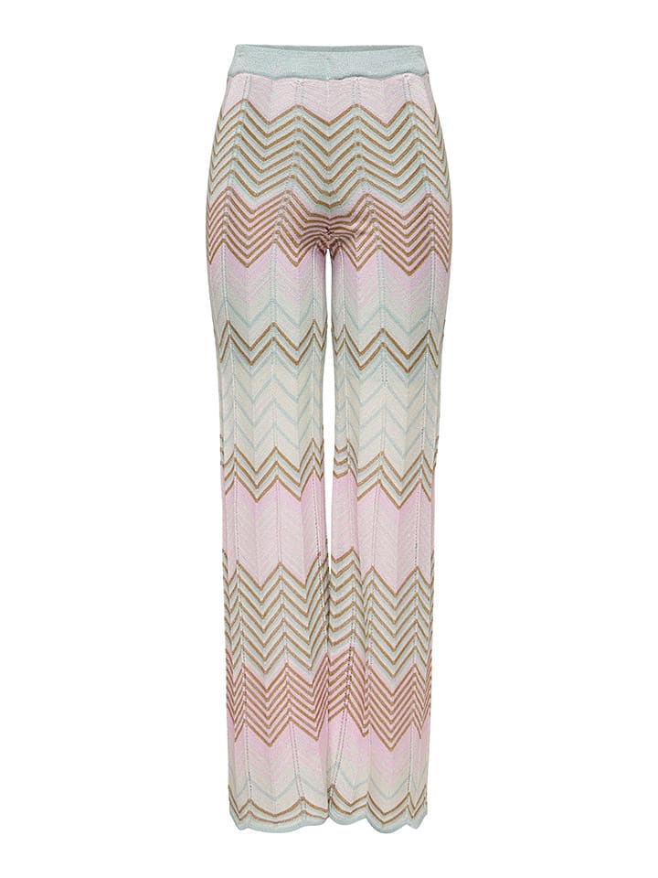 ONLY Spodnie "Alvira" w kolorze jasnoróżowo-turkusowym rozmiar: M