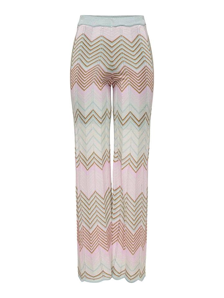 ONLY Spodnie "Alvira" w kolorze jasnoróżowo-turkusowym rozmiar: M