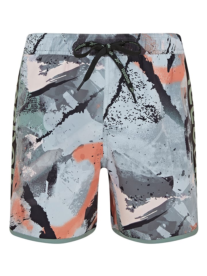 Reebok Szorty kąpielowe "Elias" w kolorze turkusowo-czarno-błękitnym rozmiar: L