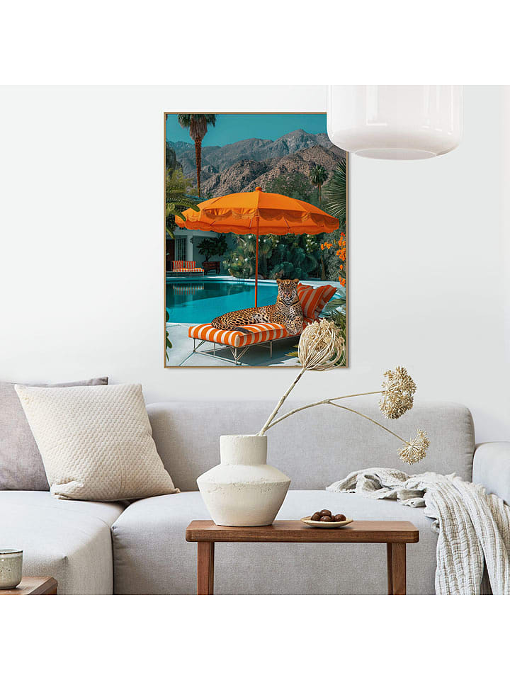 Orangewallz Druk artystyczny "Palm Spring Leopard" w ramce rozmiar: 50x70 cm