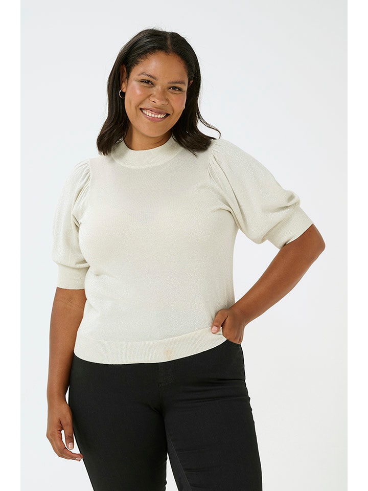 KAFFE curve Sweter w kolorze kremowym rozmiar: L