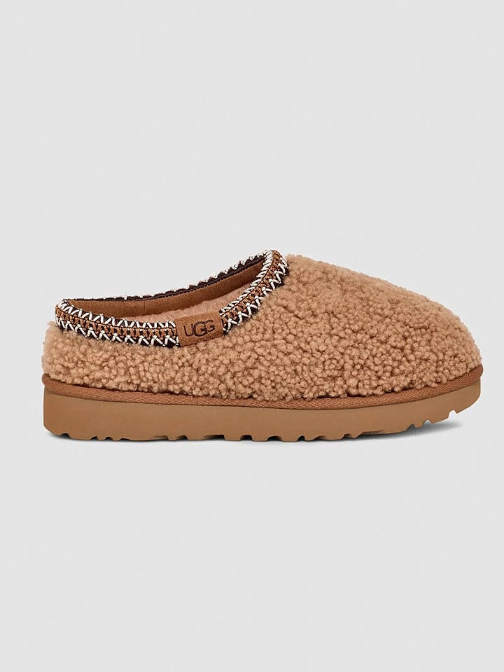 UGG Kapcie "Tasman Maxi Curly" w kolorze jasnobrązowym ze skóry owczej rozmiar: 40