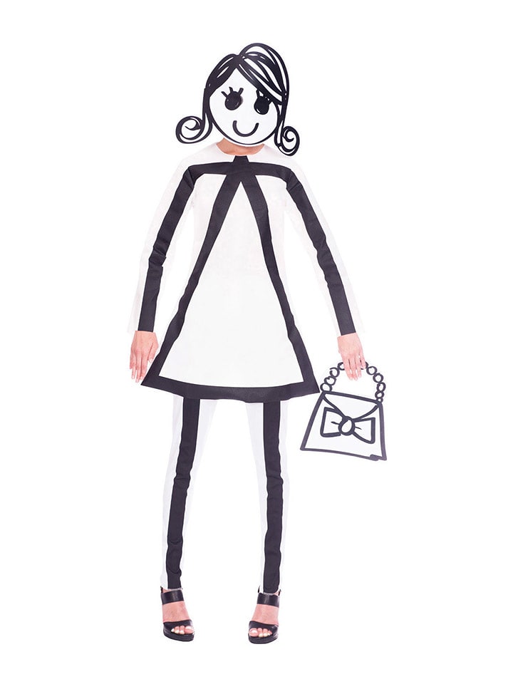 amscan 4-częściowy kostium "Stickwoman" w kolorze białym rozmiar: L