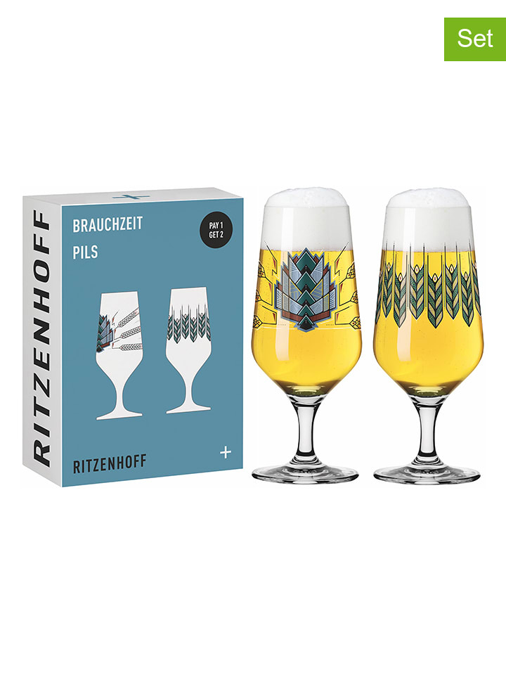 RITZENHOFF Kieliszki (2 szt.) w kolorze niebieskim do piwa - 374 ml rozmiar: onesize