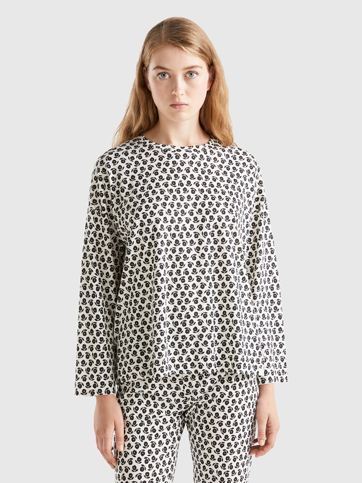 Benetton Bluzka w kolorze biało-czarnym rozmiar: S