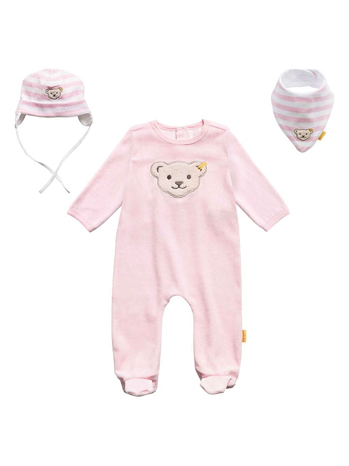 Steiff 3-częściowy zestaw w kolorze jasnoróżowo-białym rozmiar: 68