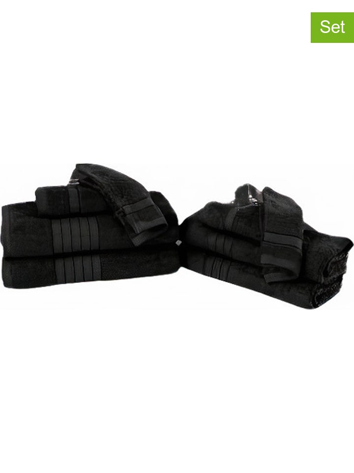 Good Morning 8-częściowy zestaw ręczników w kolorze czarnym rozmiar: 16x22 cm