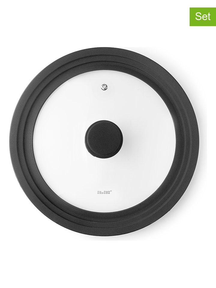 Ibili Szklana pokrywka w kolorze czarnym - Ø 24 cm rozmiar: onesize