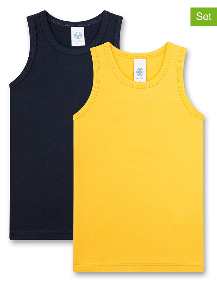 Sanetta Podkoszulki (2 szt.) w kolorze żółtym i granatowym rozmiar: 128