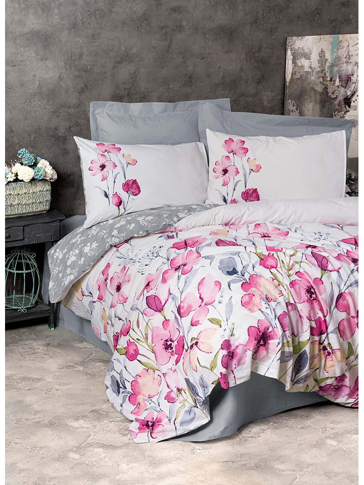 Elizabed Komplet pościeli renforcé w kolorze biało-różowym rozmiar: 240x220 cm