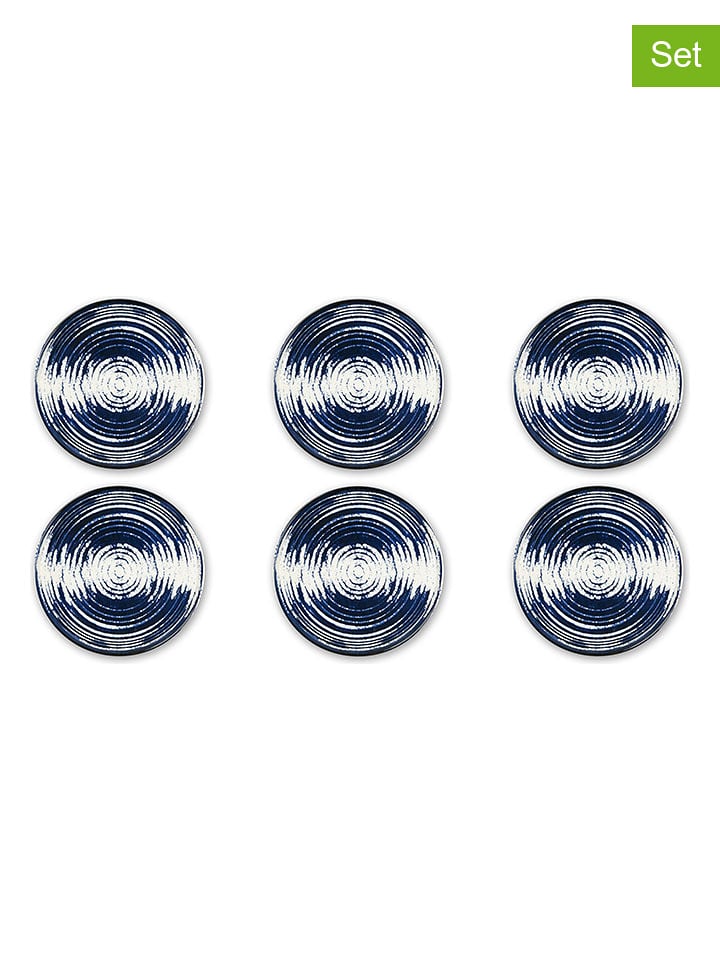 Trendy Kitchen by EXCÉLSA Podtalerze (6 szt.) "Ermes" w kolorze granatowo-białym - Ø 33 cm rozmiar: onesize