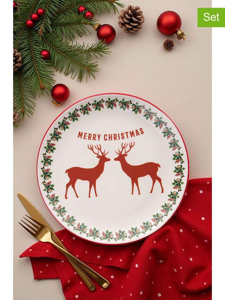 Hermia Talerzyki deserowe (6 szt.) w kolorze kremowo-czerwonym - Ø 19,3 cm rozmiar: onesize