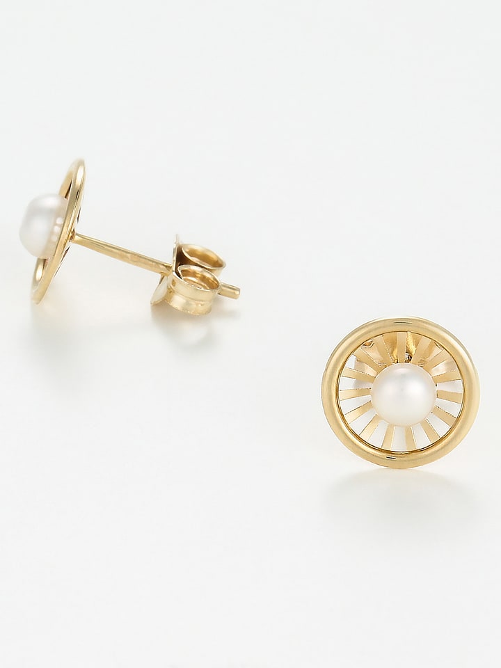 OR ÉCLAT Złote kolczyki-wkrętki "Avaro" z perłami rozmiar: onesize