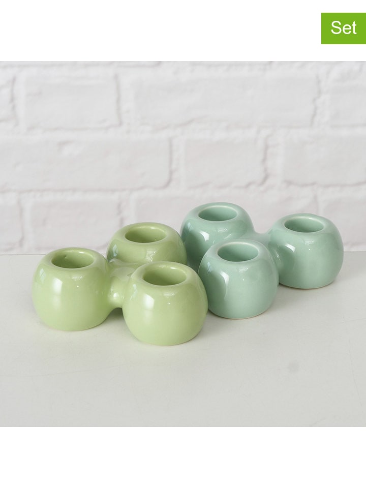 Boltze Świeczniki (2 szt.) "Ronda" w kolorze miętowo-zielonym - wys. 3,5 cm rozmiar: onesize