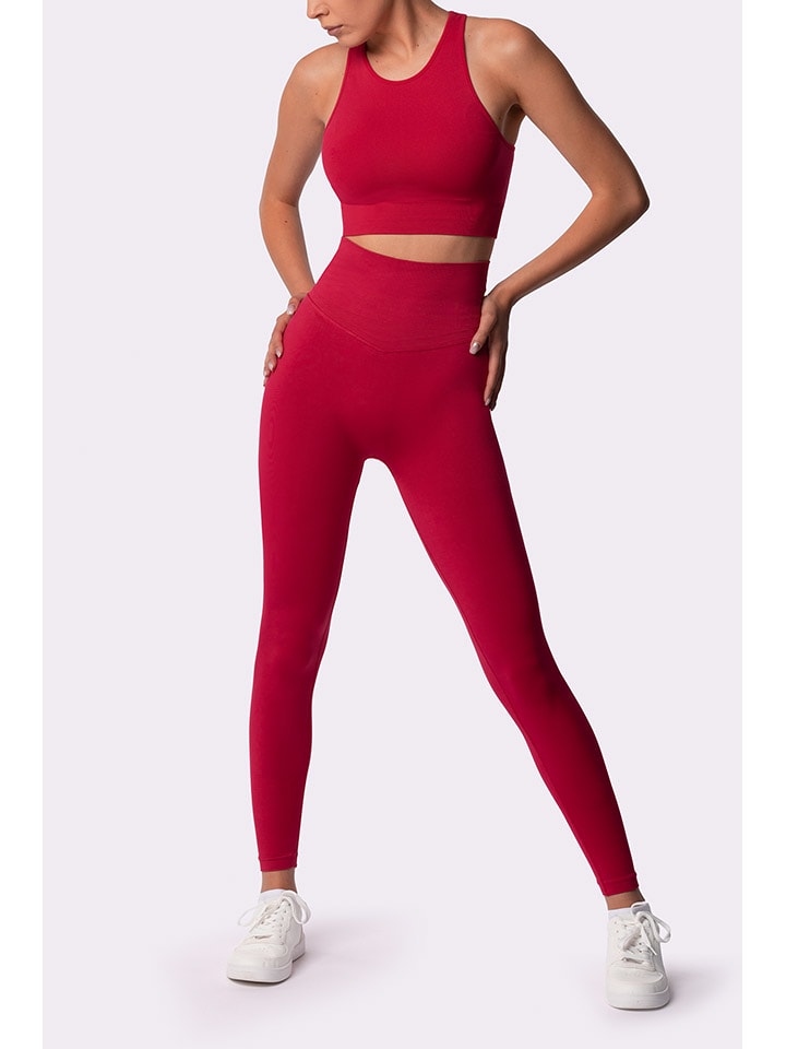 Spaio Legginsy sportowe "Adapt" w kolorze czerwonym rozmiar: M