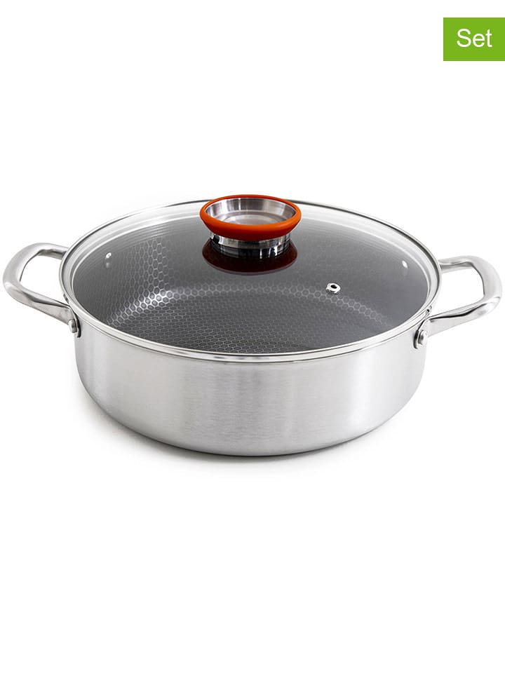 Laguiole 2-częściowy zestaw ''Blackcube'' w kolorze srebrnym - Ø 28 cm rozmiar: onesize