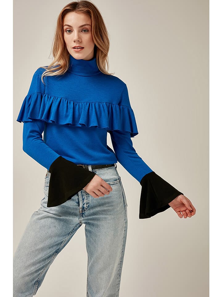 Milan Kiss Bluzka w kolorze niebiesko-czarnym rozmiar: M