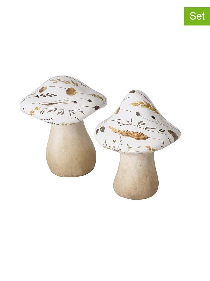 Boltze Dekoracje (2 szt.) "Jelena" w kolorze beżowo-białym - wys. 12 cm rozmiar: onesize