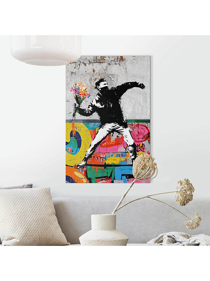 Orangewallz Druk artystyczny "Flower Thrower" w ramce rozmiar: 60x90 cm