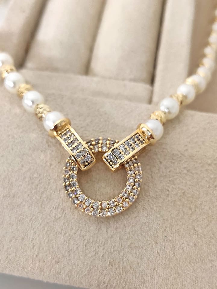 Nakkash Naszyjnik perłowy z cykorniami - dł. 42 cm rozmiar: onesize