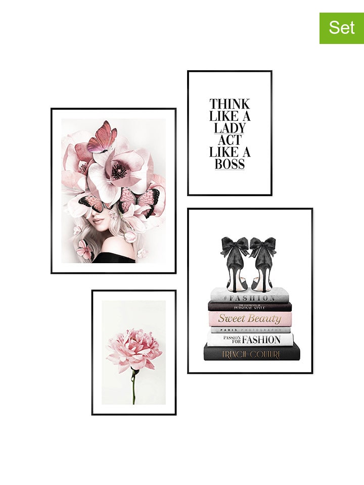 Orangewallz Druki artystyczne (4 szt.) w ramce rozmiar: 30x40 cm