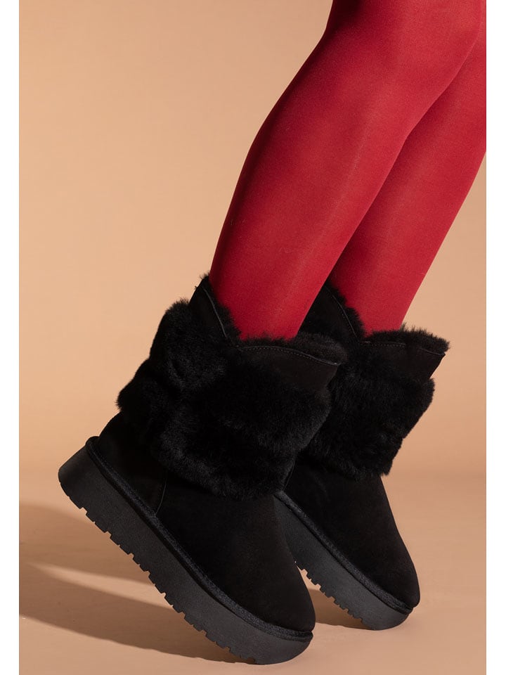 Gooce Skórzane kozaki zimowe "Bella" w kolorze czarnym rozmiar: 40