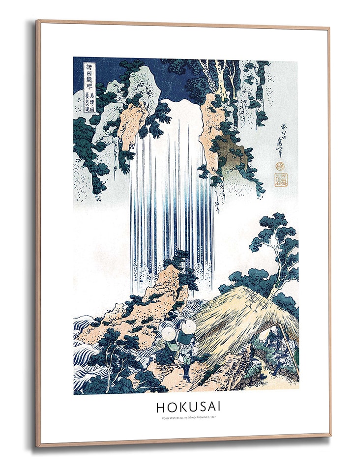 Orangewallz Druk artystyczny "Hokusai - Waterfall" w ramce rozmiar: 50x70 cm