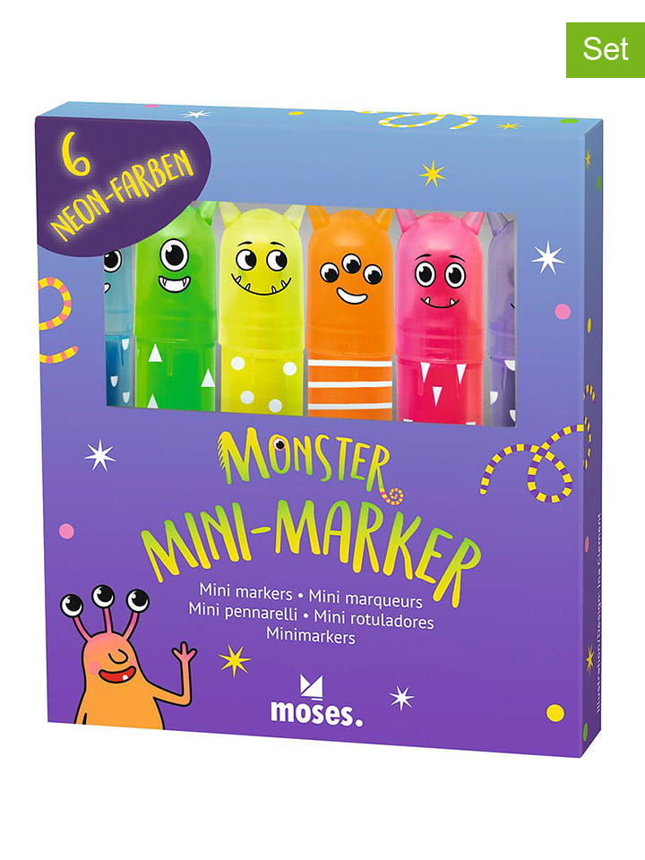 moses. Mini markery (2x 6 szt.) "Monster" w różnych kolorach rozmiar: onesize