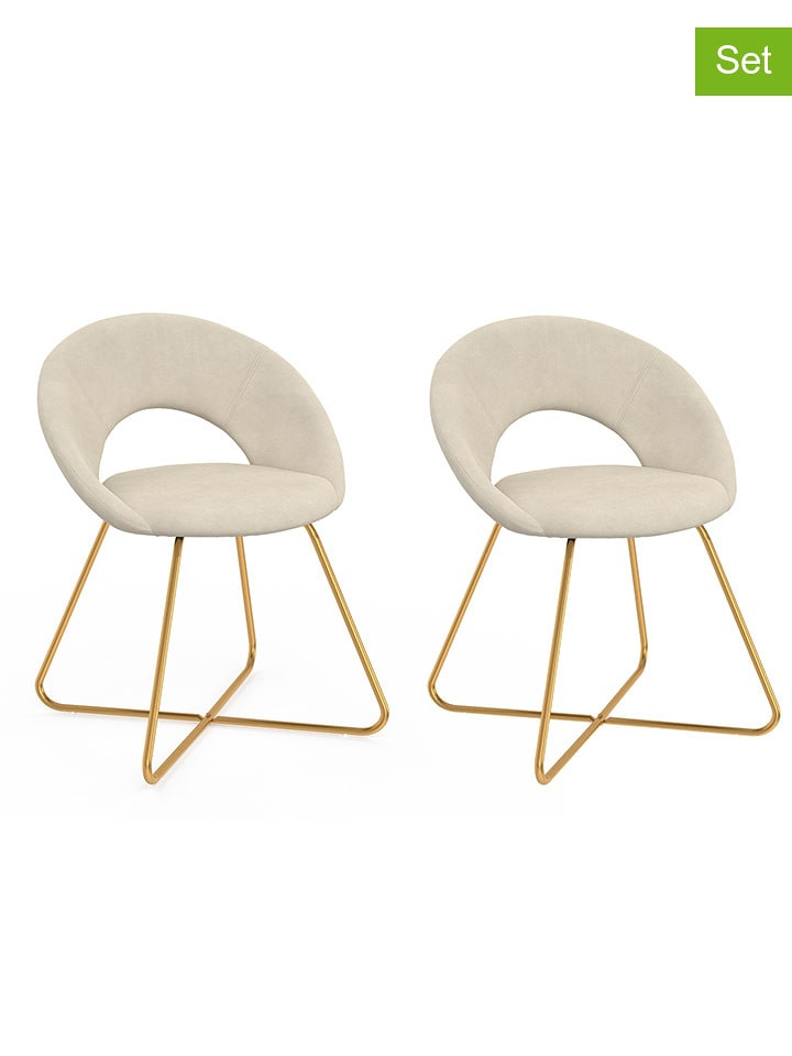 IDOMYA Factory Krzesła (2 szt.) "Malone" w kolorze kremowym do jadalni - 60 x 79 x 50 cm rozmiar: onesize