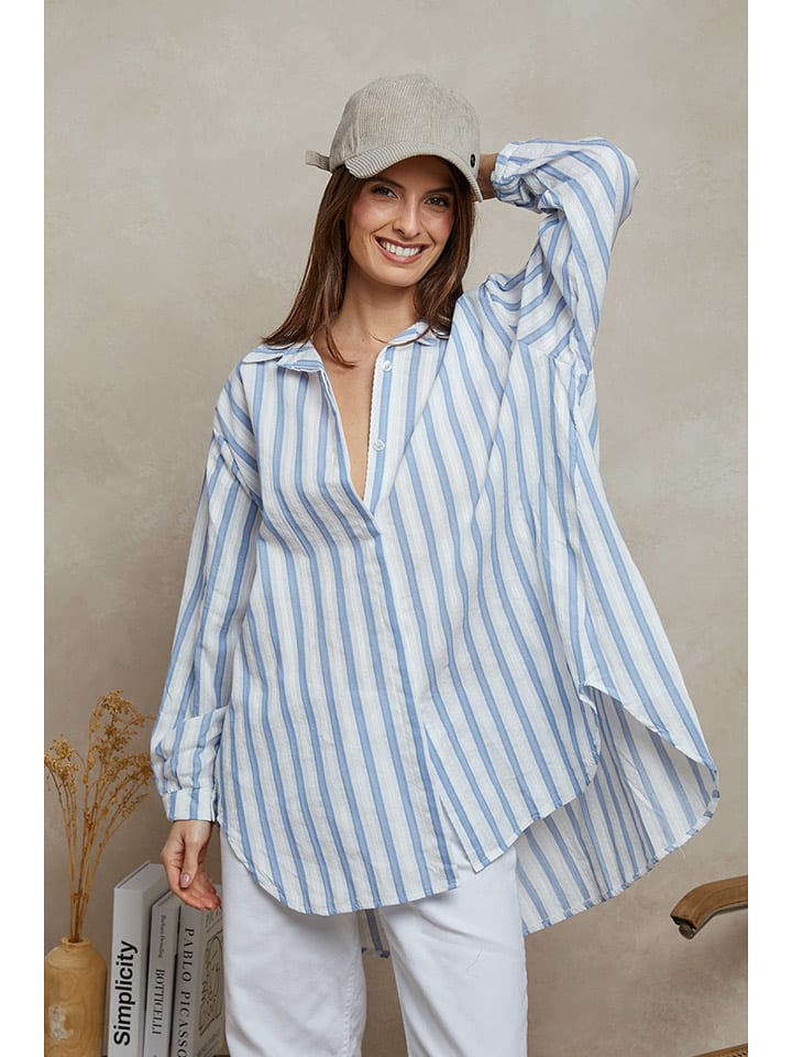 Plume Koszula "Liam" w kolorze biało-niebieskim rozmiar: M