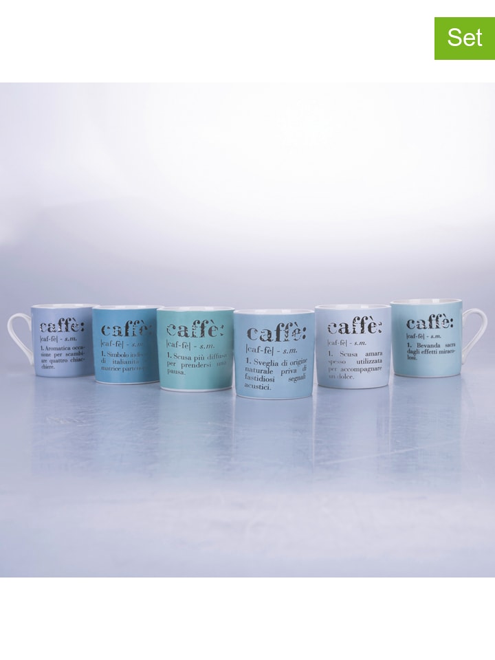 Villa d´Este Filiżanki (6 szt.) w kolorze niebiesko-zielonym do espresso - 90 ml rozmiar: onesize