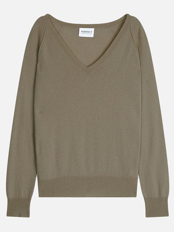 Perfect Cashmere Kaszmirowy sweter "Penelope" w kolorze khaki rozmiar: S