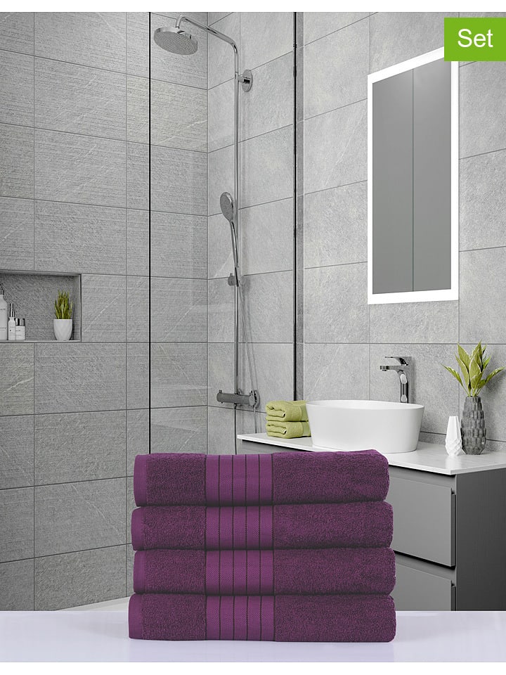 Good Morning Ręczniki (4 szt.) w kolorze bordowym do rąk rozmiar: 50x100 cm