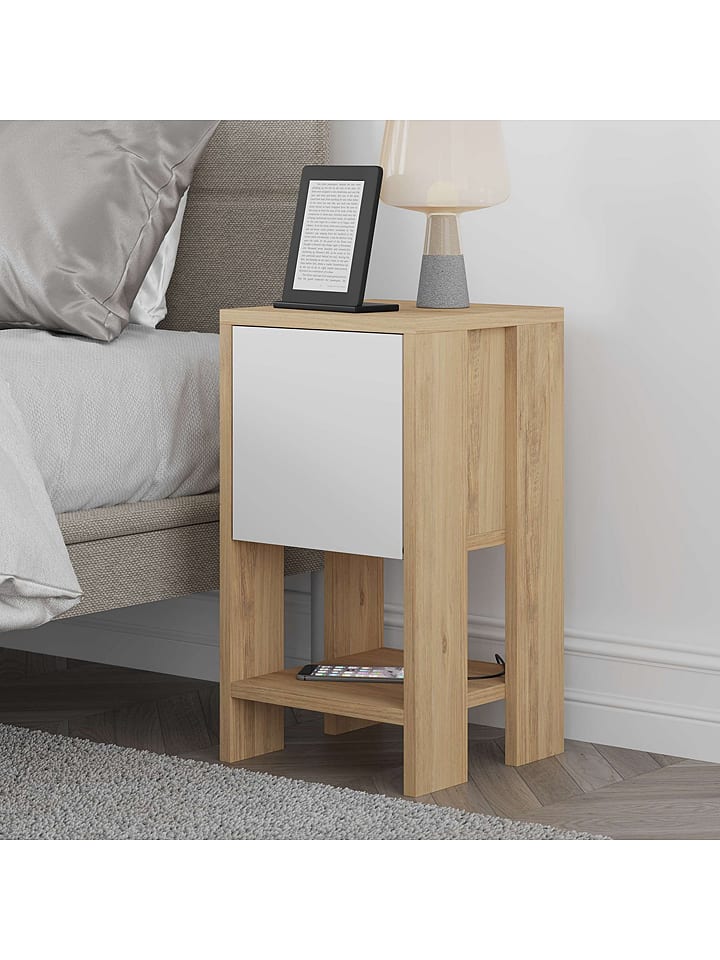 Scandinavia Concept Stolik nocny "Ema" w kolorze biało-beżowym - 30 x 55 x 27 cm rozmiar: onesize