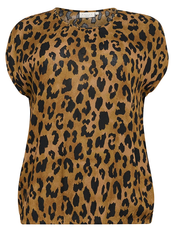KAFFE curve Bluzka w kolorze jasnobrązowo-czarnym rozmiar: 44