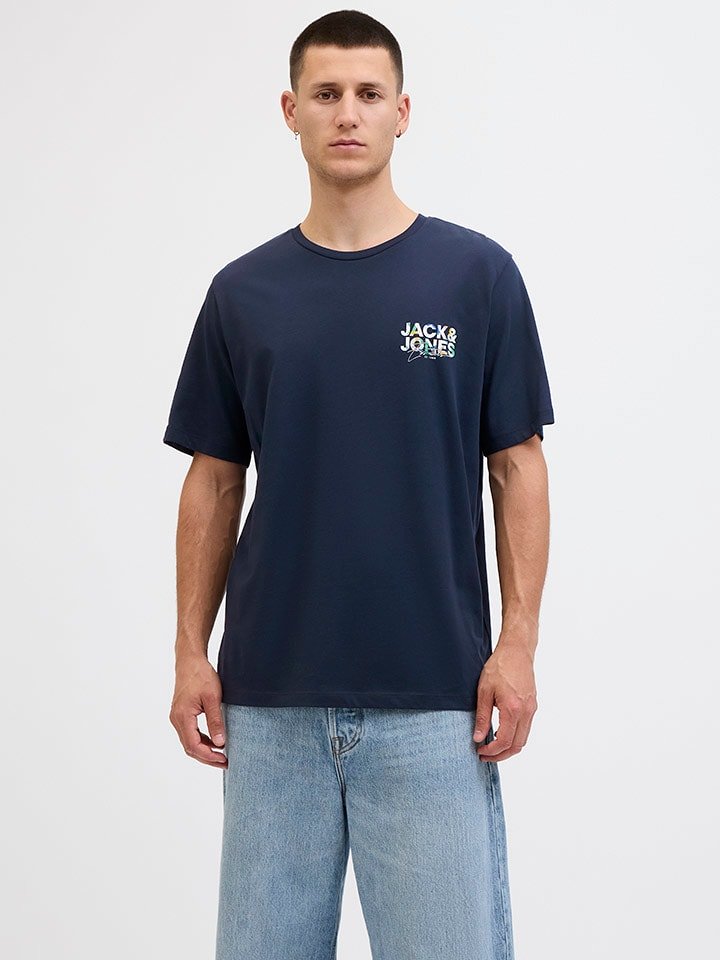 Jack & Jones Koszulka "Jjgeplas" w kolorze granatowym rozmiar: S