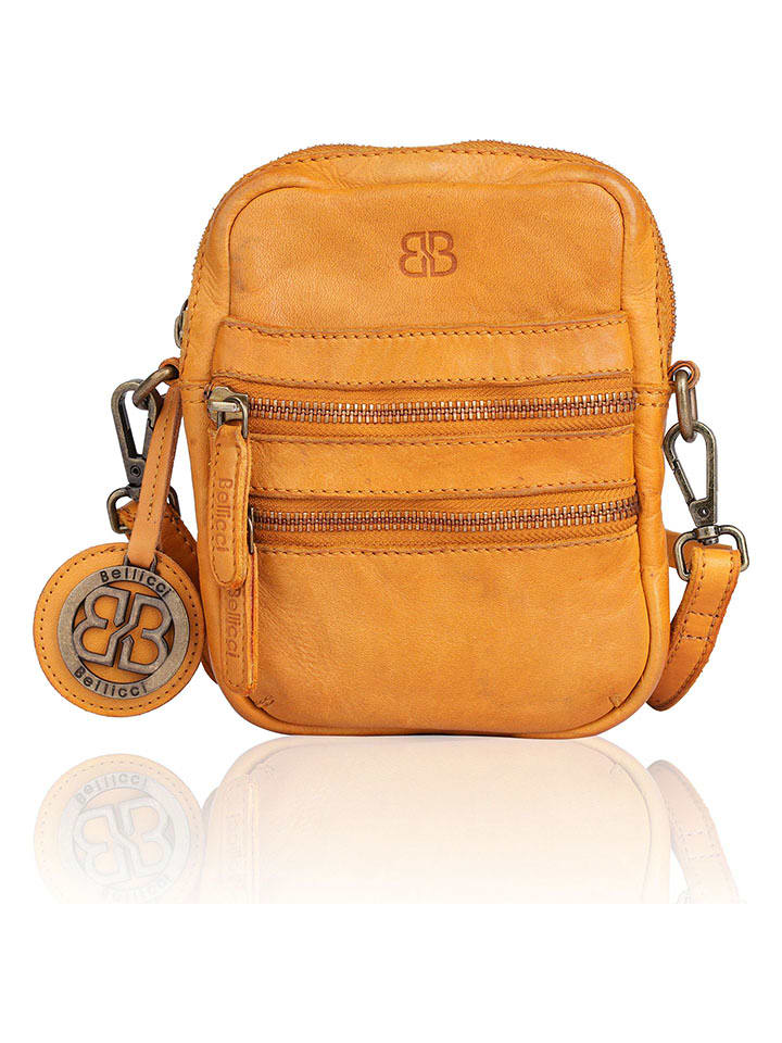 Bellicci Skórzana torebka "Charlotte" w kolorze musztardowym - 13 x 19 x 3,5 cm rozmiar: onesize