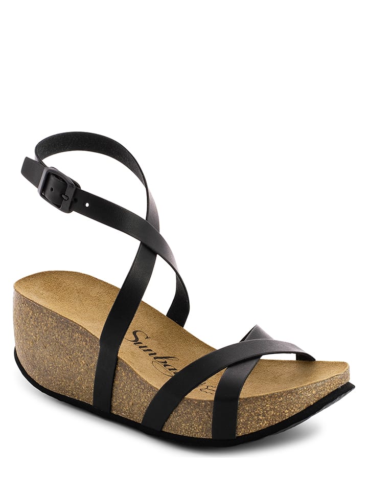 Sunbay Sandały "Lobelia" w kolorze czarnym na koturnie rozmiar: 36