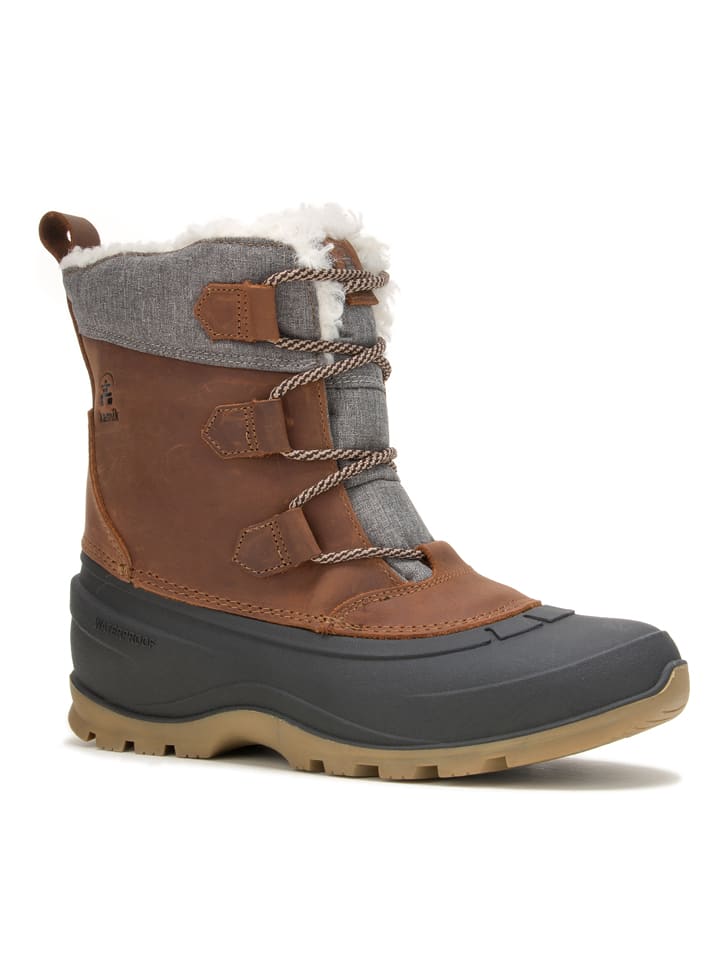 Kamik Skórzane kozaki zimowe "Snowgemlo" w kolorze brązowym rozmiar: 38